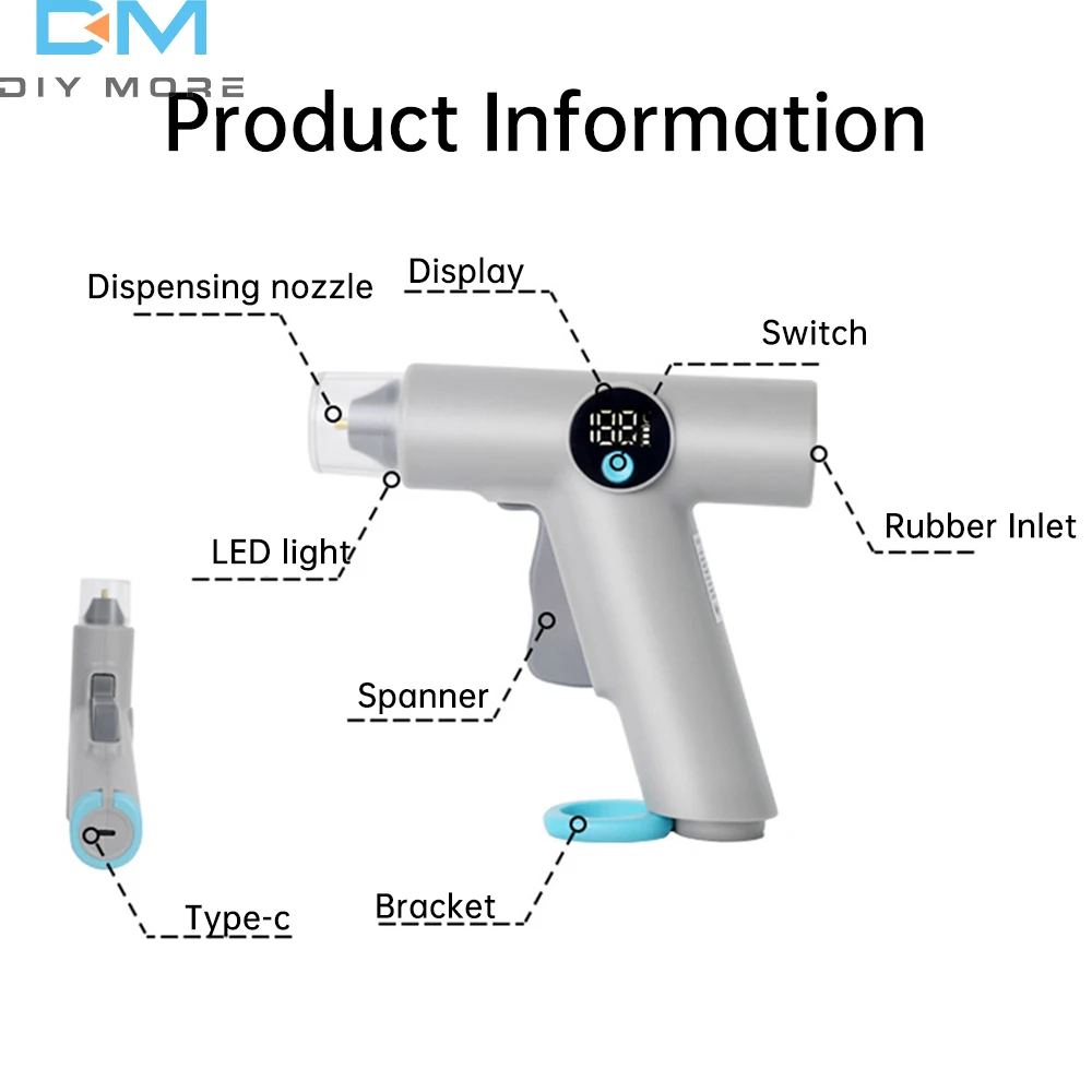 25W Digital Display Wireless Lithium Electric Hot Melt Glue Gun Type C With 22pcs Glue Stick DIY Household Hand Craft Tools
