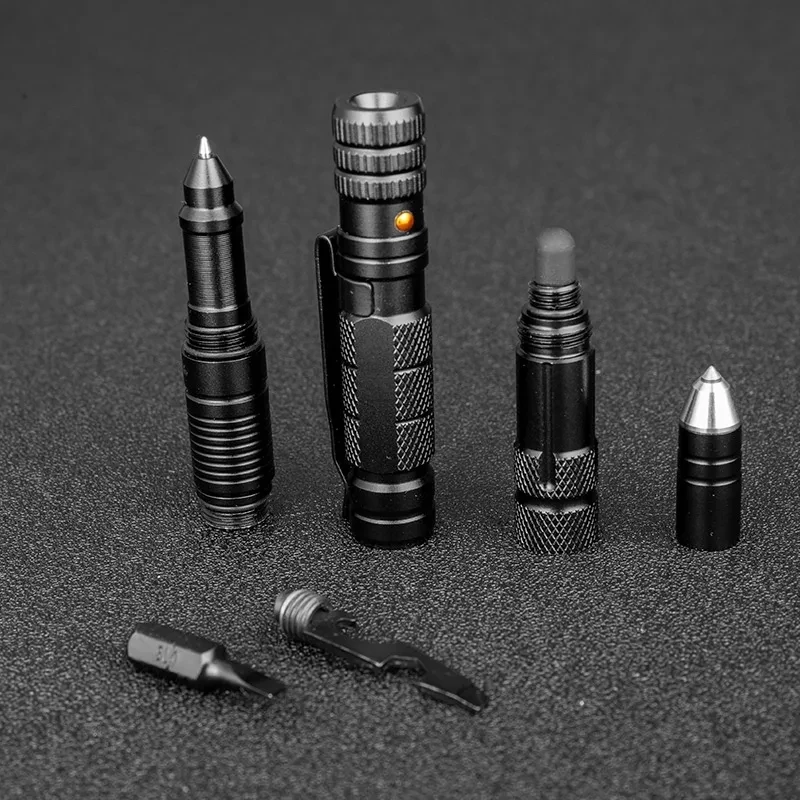 多機能ポータブル 10-In-1 戦術ペン屋外サバイバルセルフレスキュー緊急懐中電灯防衛レスキュー EDC 保護ツール