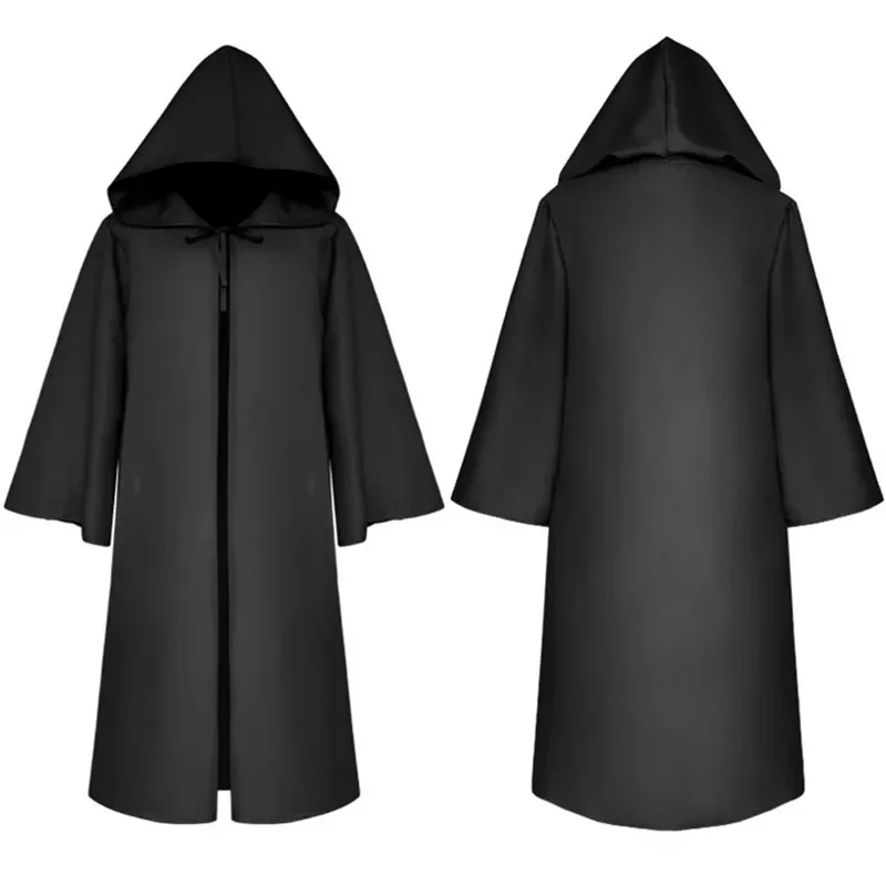 Halloween Hexe Langes Hemd Mit Kapuze Schwarze Robe Umhang Cosplay Kostüm Erwachsene und Gruseliger Geisterumhang Kind Urlaub Kostüm Set