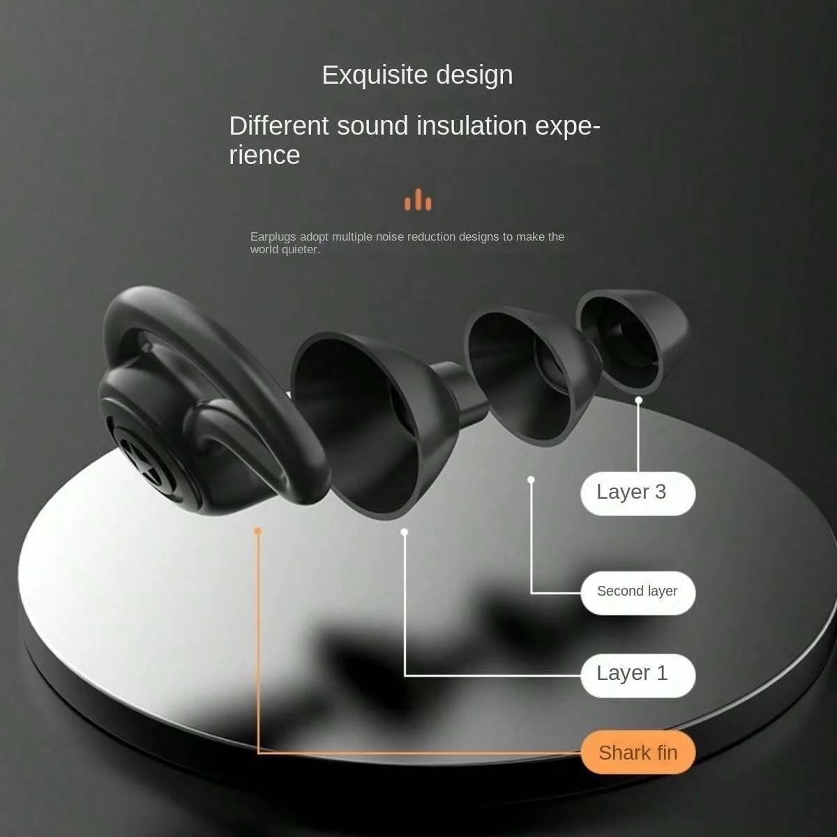 Tapones para los oídos HUAK de 3 capas para dormir, tapones para los oídos de silicona con reducción de ruido, protección auditiva reutilizable, tapones para los oídos con bloqueo de sonido para nadar