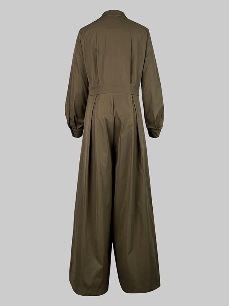 Onecozyday 2025 Stijlvolle effen kleur overall voor stedelijke vrouwen Opstaande kraag Hoge taille Losse pasvorm Eendelig pak Casual jumpsuits