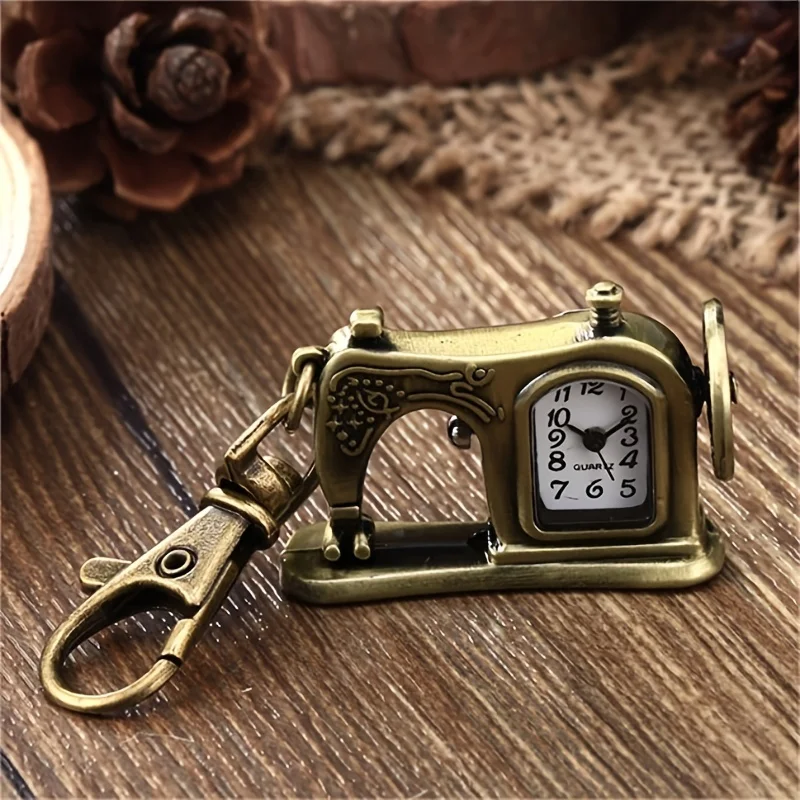 1PC Vintage naszyjnik zegarek ubrania samochodowy zegarek kieszonkowy maszyna do szycia kwarcowy zegarek kieszonkowy mały zegarek ścienny zegarek z brelokiem