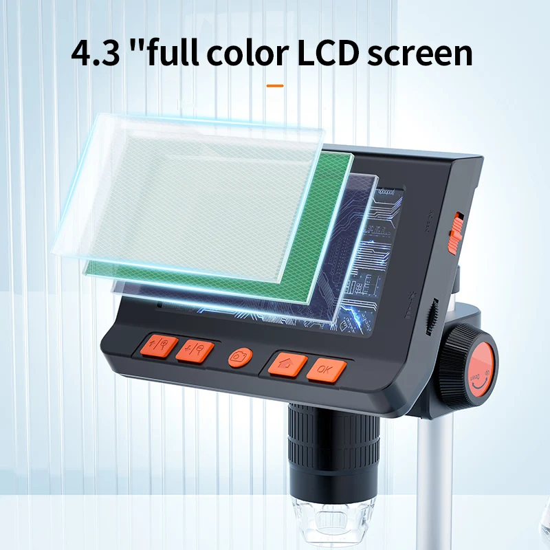 1000X 4.3" LCD Digital Microscope 1080P Coin Microscopio USB Electron Microscopes With stand For Soldering Repair Support PC