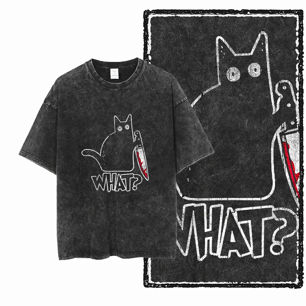 COOLMIND DB cat impreso algodón lavado con ácido gráfico exclusivo Unisex camiseta Cool Streetwear hombres camisetas camiseta de gran tamaño para hombres