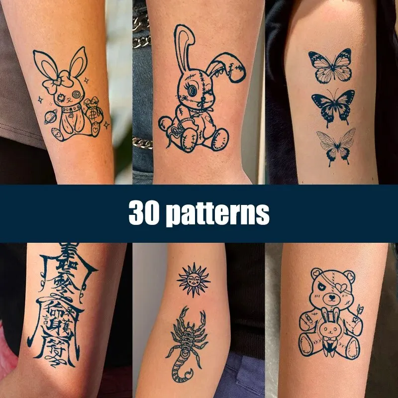30 stücke Semi Permanent Cartoon Kräuter Tattoo Aufkleber Für frauen Wasserdichte Einweg Wasser Transfer Druck Aufkleber