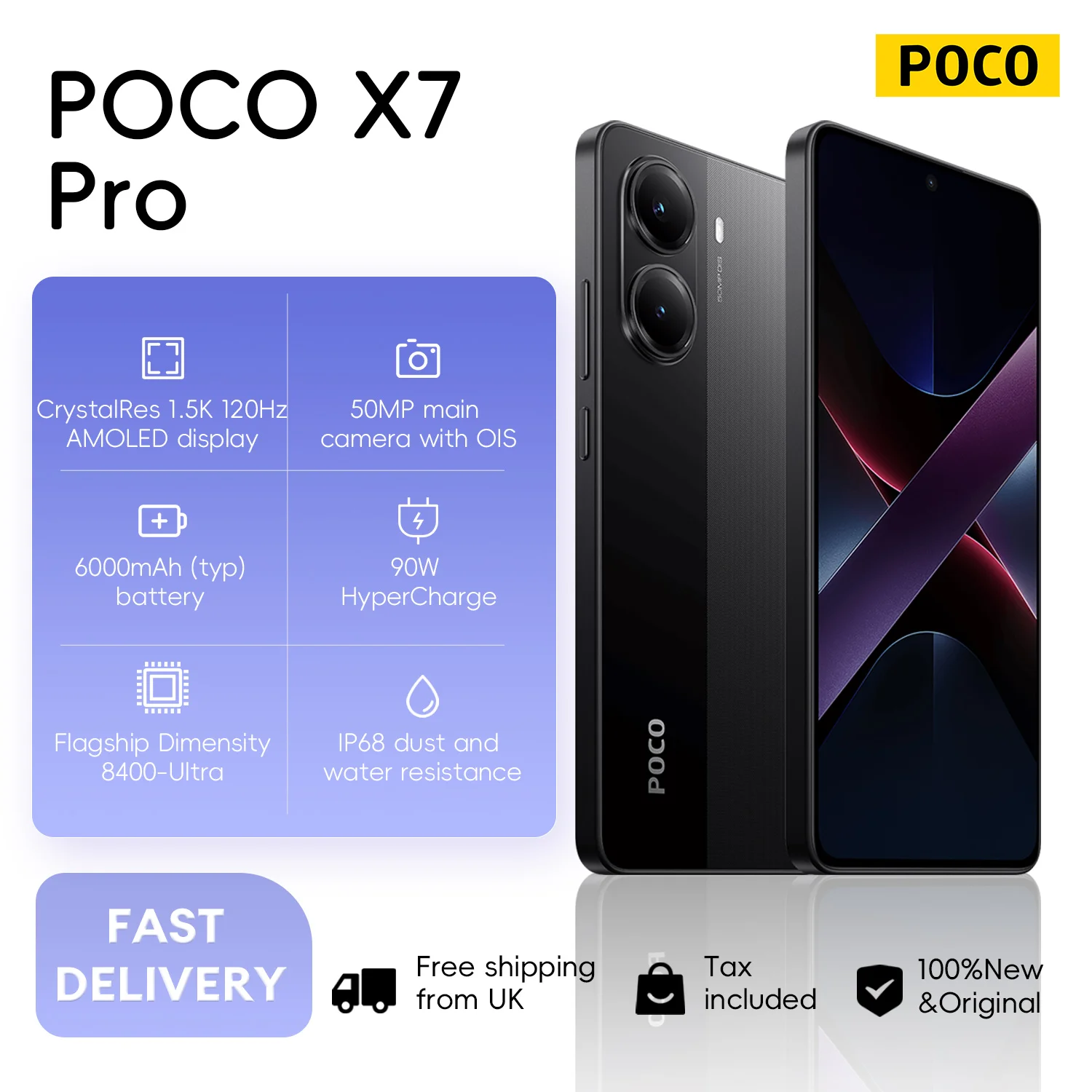 Global Version POCO X7 Pro 5G Smartphone Dimensity 8400-Ultra 90W HyperCharge 6000mAh Battery 50MP Camera NFC IP68 1.5K 120Hz