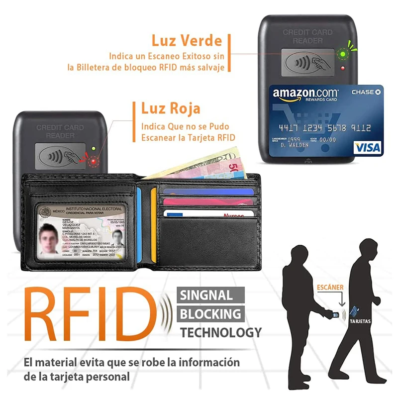 Slim Tối Giản Trị Gấp Ví Sợi Carbon RFID Ngăn Chặn Ví Nam Với ID Cửa Sổ Và 9 Khe Cắm Thẻ