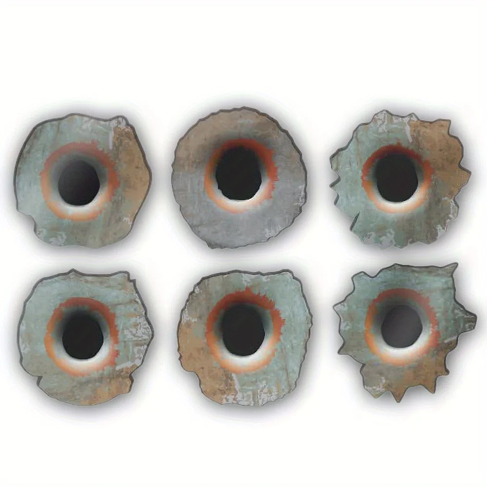 Adesivos de motocicleta com buraco de bala enferrujado, 6 peças, à prova d'água, carenagem, tanque de combustível, faça você mesmo, janela de carro, corpo, decalques de vinil duráveis