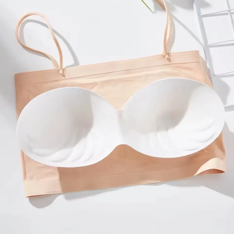 Naadloze tube-top hemdje-bh voor dames, gewatteerd draadloos crop-top ondergoed met schoonheidsrug, comfortabel en zacht