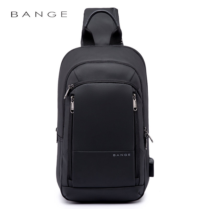 Bange-男性用多機能クロスオーバーバッグ,防水ショルダーストラップ,ビジネスチェストバッグ,USB充電ポート