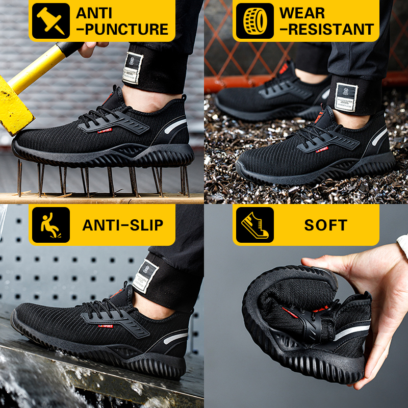 Zapatos de seguridad para hombre con puntera de acero, zapatos de trabajo antigolpes para hombre, zapatillas de deporte, zapatos indestructibles ligeros a prueba de pinchazos, botas tácticas
