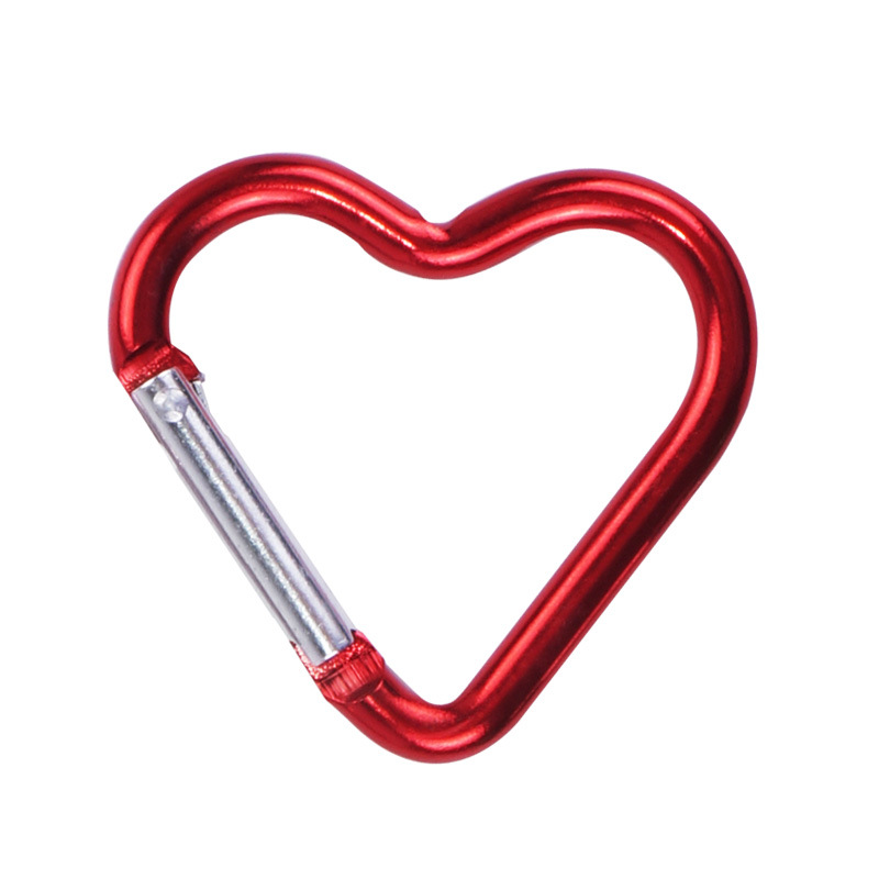 1 ชิ้นรูปหัวใจอลูมิเนียม Carabiner คลิปพวงกุญแจกลางแจ้งพวงกุญแจตะขอขวดน้ําแขวนหัวเข็มขัดชุดเดินทางอุปกรณ์เสริม