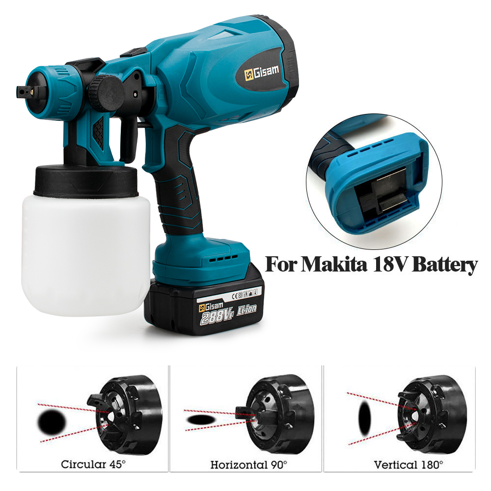 Портативный электрический пистолет-распылитель 800 мл, беспроводной распылитель краски HVLP, бытовой электрический распылитель краски, совместимый с батареей Makita 18 В