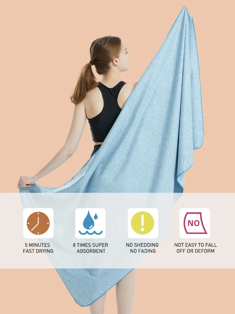 Toalla de microfibra de secado rápido para gimnasio, equipo de entrenamiento de secado rápido para sudor corporal, sin olor, iones de plata