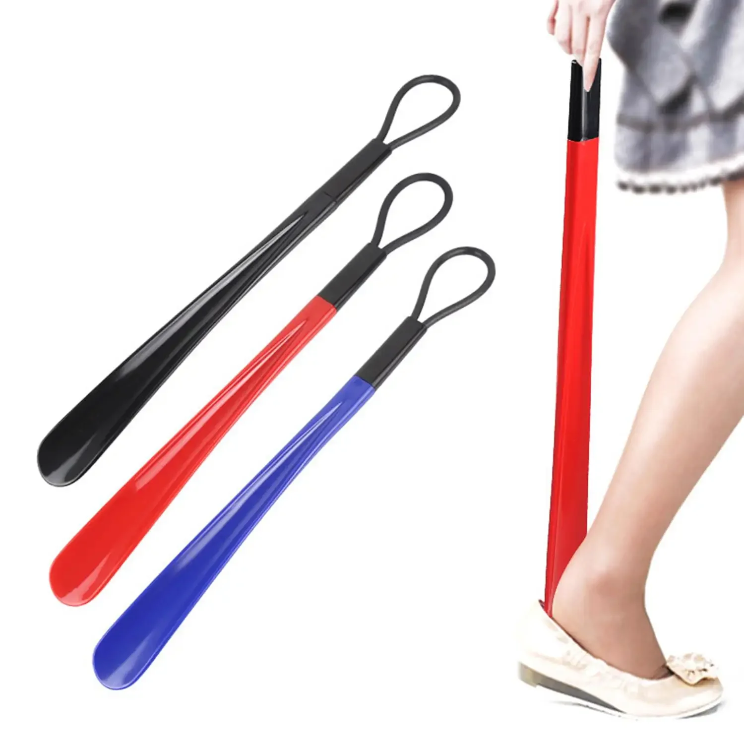 1/2 pieza de bocina de zapato de plástico larga y flexible para un fácil uso de zapatos en varios colores-elevador de zapatos y accesorios para zapatos en forma de cuchara