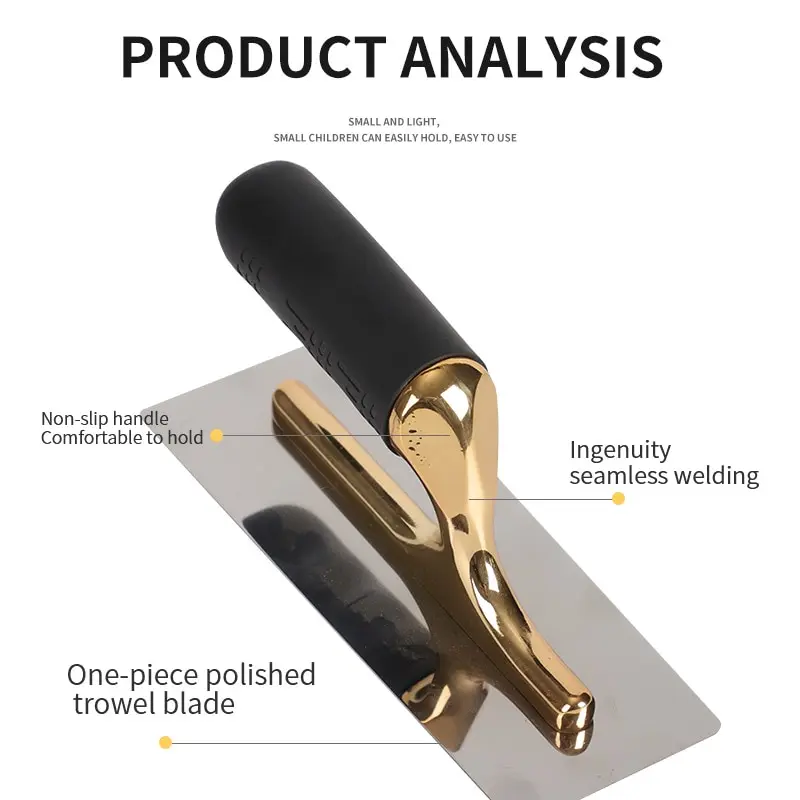 T50 พลาสเตอร์ฉาบปูนฉาบทองสแตนเลสสตีลยาง Handle Skimming เกรียงฉาบปูนผนังเครื่องมือก่อสร้างสีเครื่องมือ