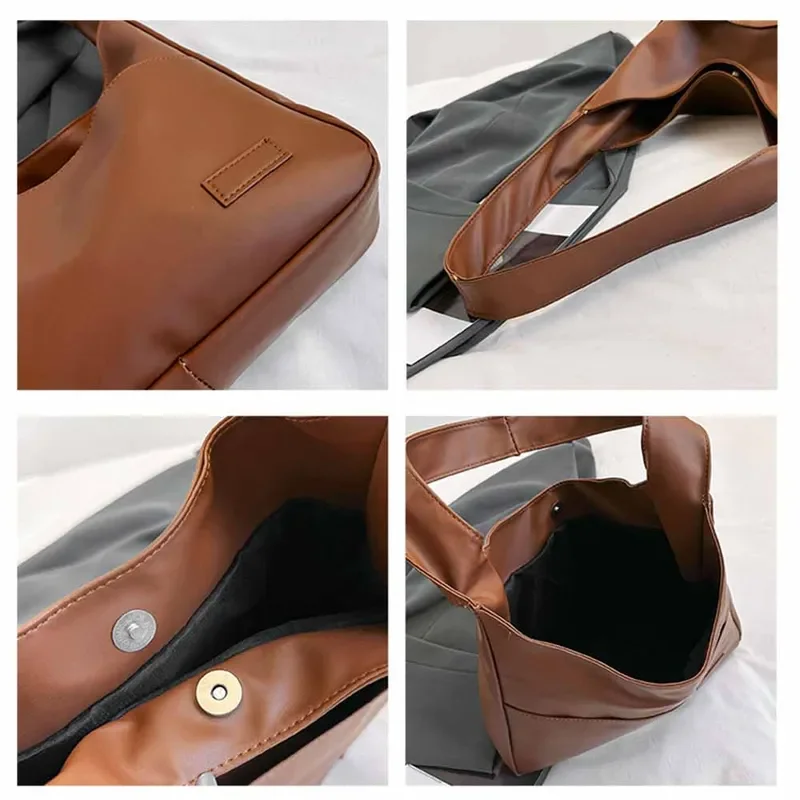Bolsa de ombro retrô simples e casual, moderna para deslocamento casual, sacola de grande capacidade
