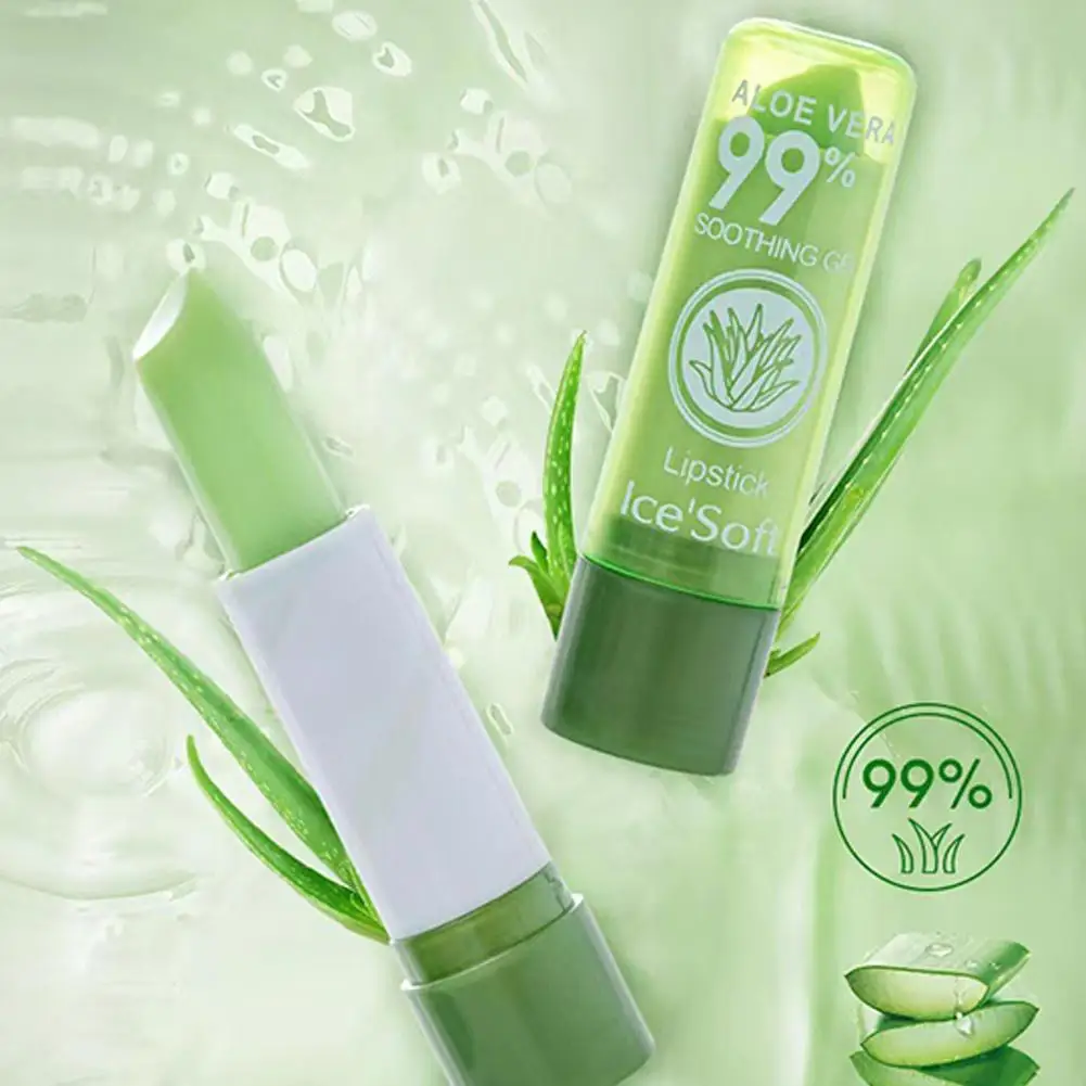 Bálsamo labial hidratante, bálsamo labial Natural de Aloe Vera, cambia de Color con temperatura, larga duración, nutre los labios, cuidado de los labios, maquillaje, 1 unidad