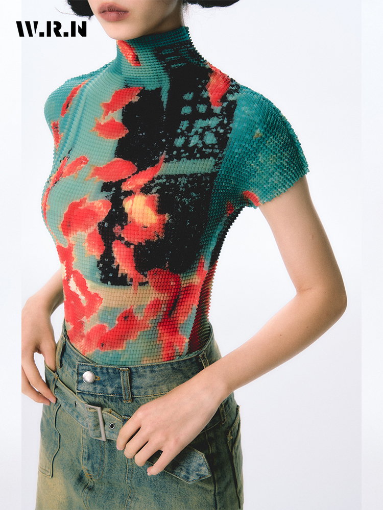 Camisetas ajustadas de manga corta para mujer, camisetas con tinte anudado, Tops cortos elásticos, Coqueta de los años 2000, estética Gyaru, Kpop Kawaii Summe
