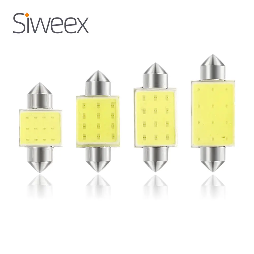 C5W C10W 31mm 36mm 39mm 41mm/42mm adorno de cúpula COB LED lámpara Interior de lectura de coche matrícula luces blancas azul DC 12V