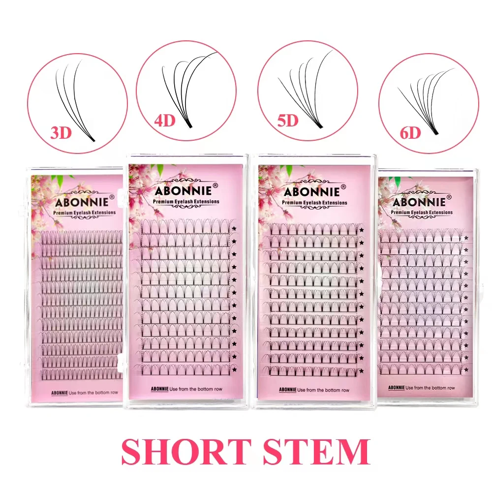 ABONNIE Premade Tập Người Hâm Mộ Thân Ngắn 3d/4d/5d/6d Nga Cây Nối Mi Chồn Cây Nối Mi Tất Cả kích Thước Hàng Mi Khay