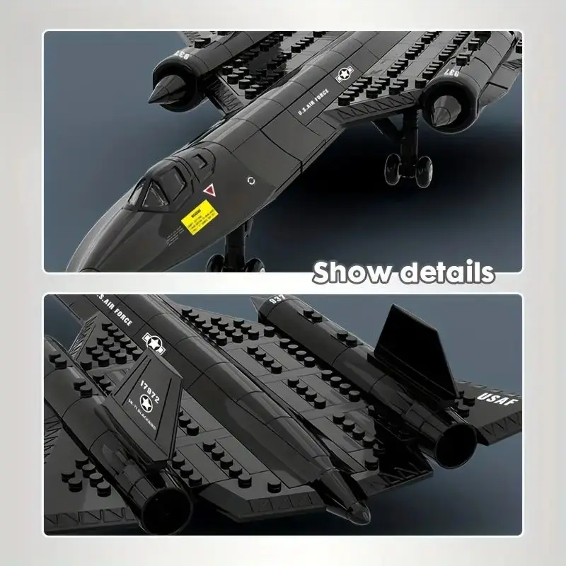 ทหาร SR-71 Blackbird เครื่องบินลาดตระเวนพื้นที่อาคารบล็อกอนุภาคขนาดเล็กปริศนาประกอบของเล่น