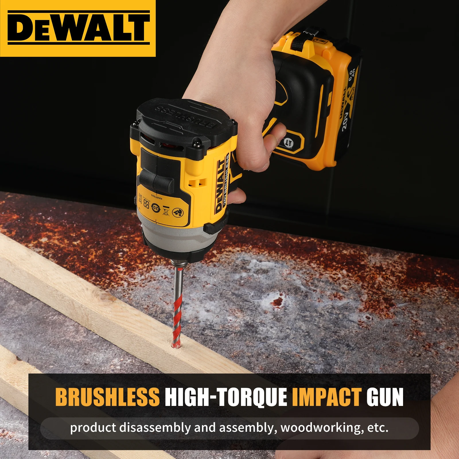 Dewalt DCF850 wiederaufladbarer kabelloser 20-V-Akku-Schlagschrauber, Lithium-Elektrobatterie, Elektrowerkzeuge, Original großes Drehmoment