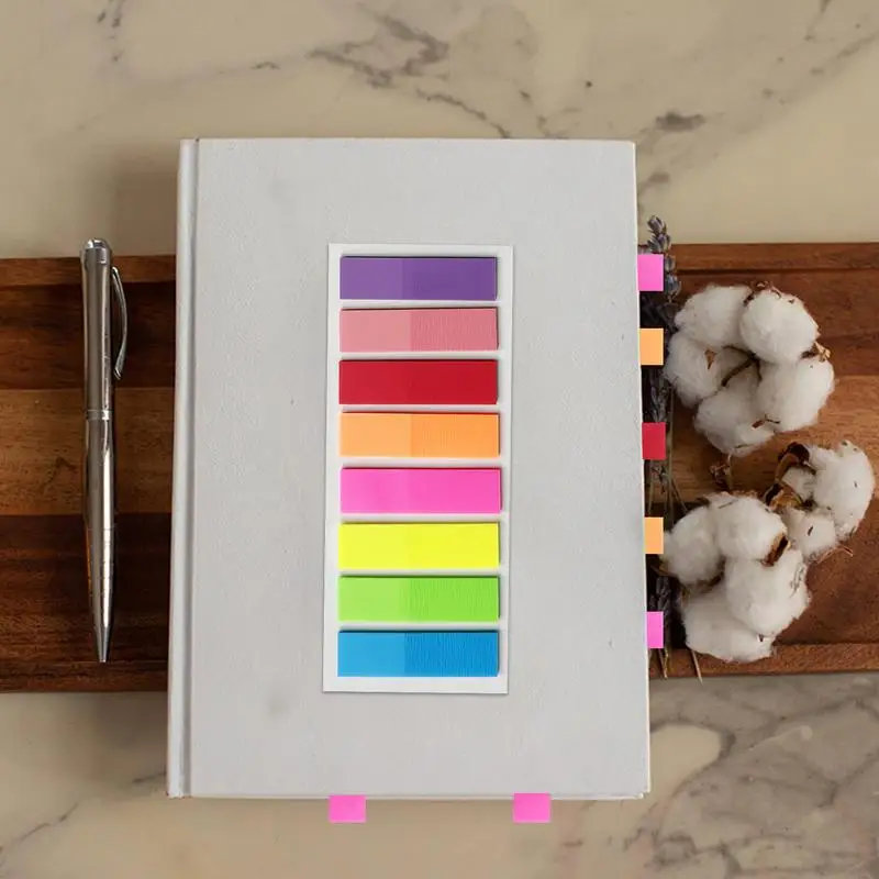 Penanda halaman Tab lengket 8 warna penanda halaman lengket Tab indeks lengket berwarna stiker Tab indeks neon transparan untuk