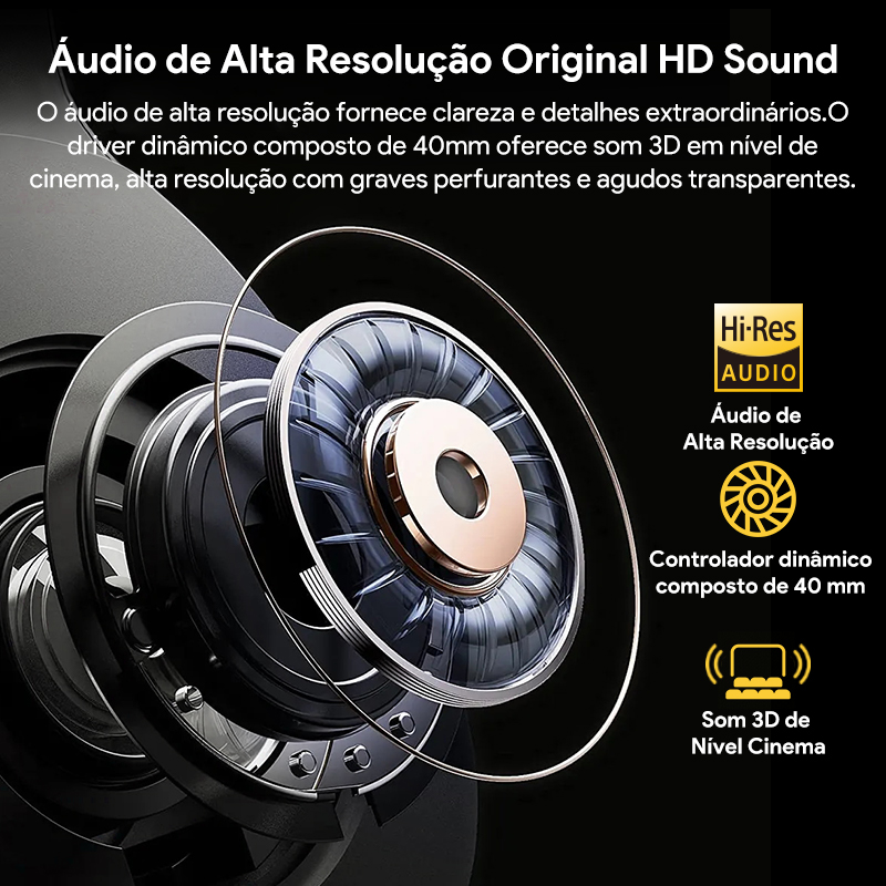 QCY-H3 ANC Auscultadores sem fios, Bluetooth 5.4, Hi-Res Audio, Over Ear Headset, híbrido Active Cancelamento de Ruído, Auscultadores, 60H, 43dB