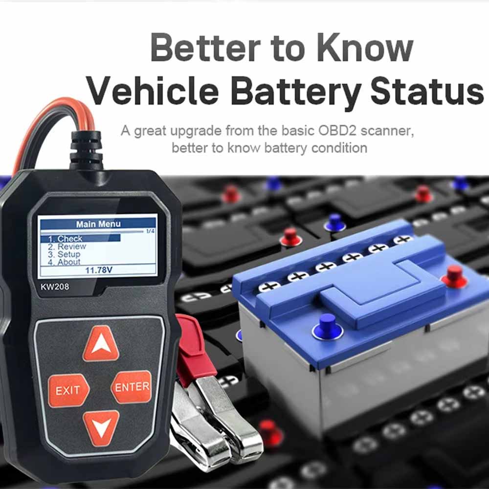 รถแบตเตอรี่เครื่องทดสอบ 100 ถึง 2000CCA Cranking ชาร์จเครื่องทดสอบวงจร KW208 ยานยนต์เครื่องวิเคราะห์แบตเตอรี่ 12 โวลต์แบตเตอรี่เครื่องมือ