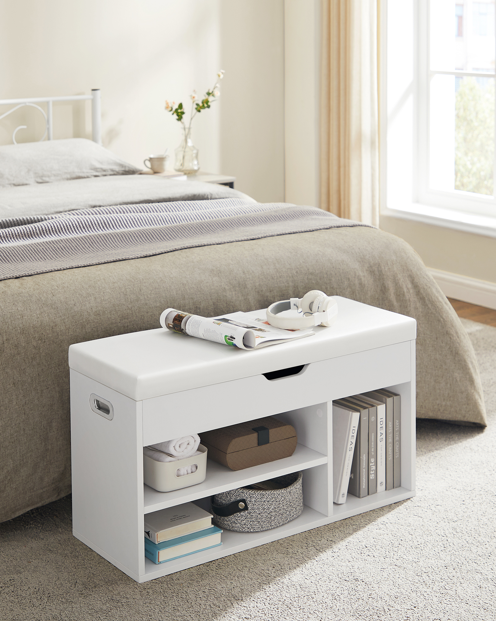 VASAGLE Schuhbank, mit Stauraum, 80 x 30 x 44 cm (L x B x H)