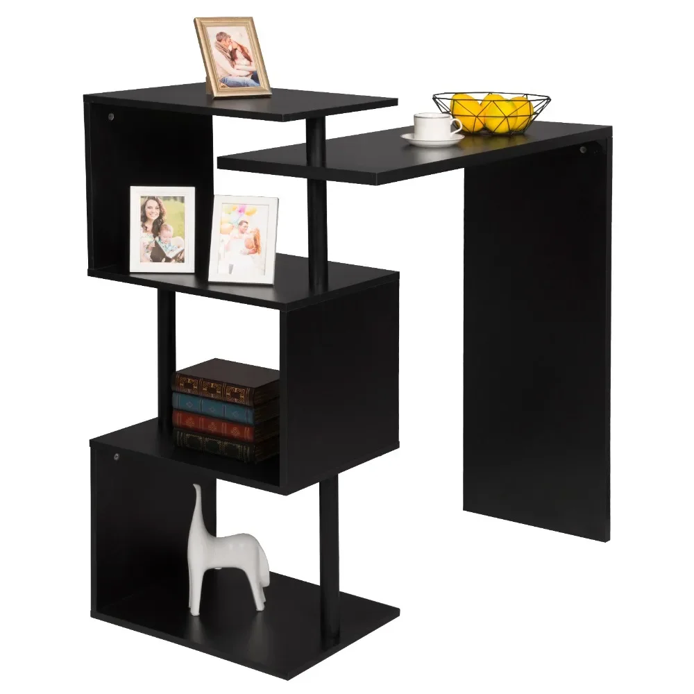 WOLTU 1PC Küche Bistro Bar Theke Tisch Frühstück Esszimmer Couchtisch mit 2-stufigem Lagerregal Regale für Getränkepräsentation