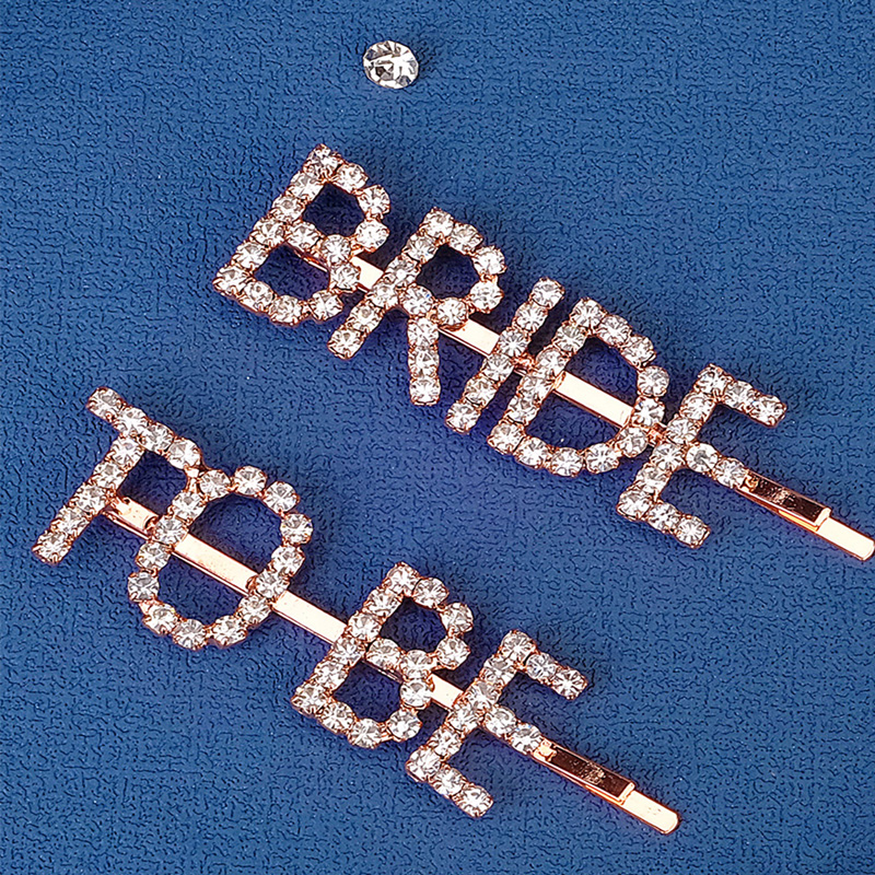 New 2 pieces Silver Bride To Be Rhinestone Word Hair Clips Barrettes Hairpins Small Hairgrips Headwear Hair Styling Accessories