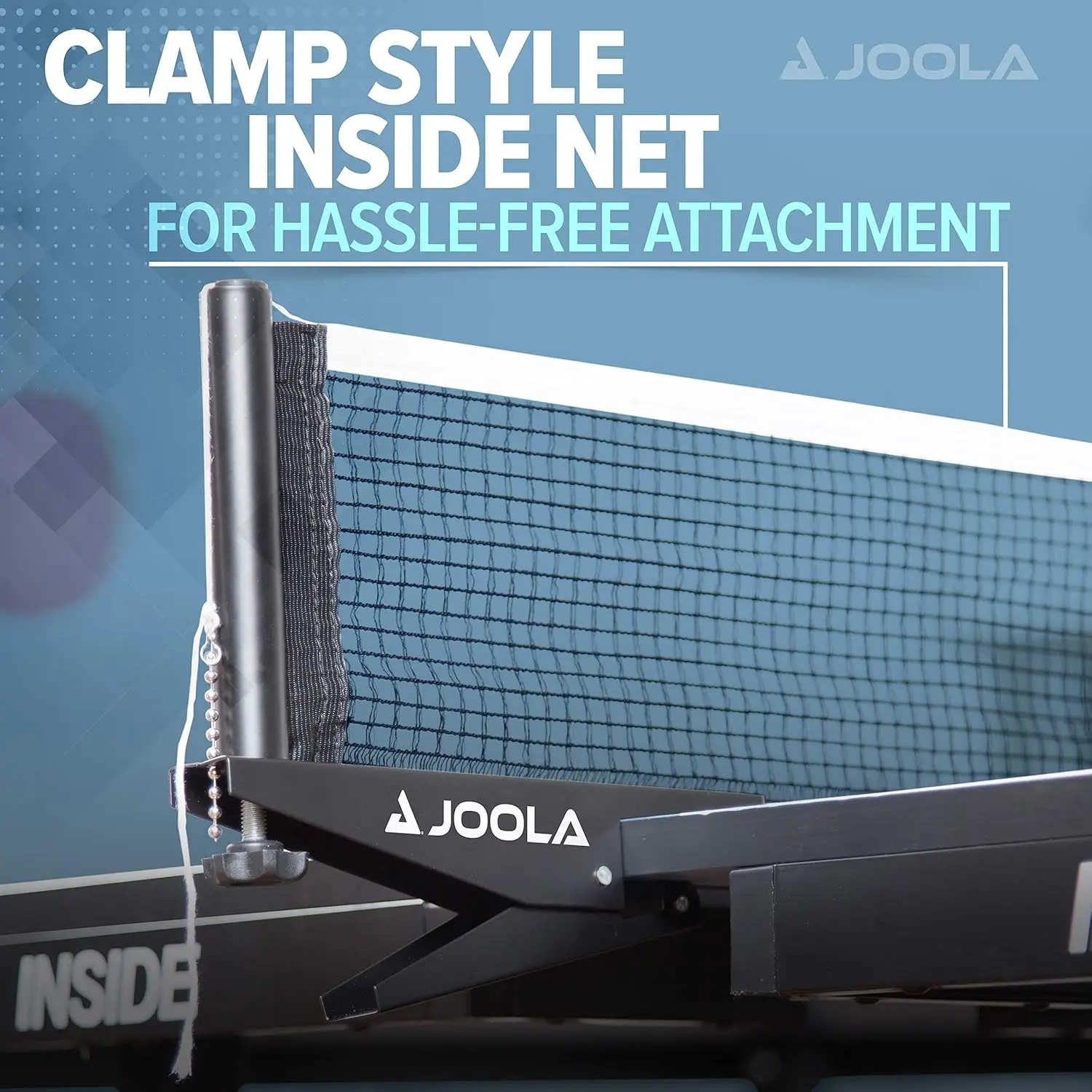 Inside  Professional MDF Indoor Table Tennis Table with Quick Clamp Ping Pong Net and Post Set  10 Minute Easy Assembly
