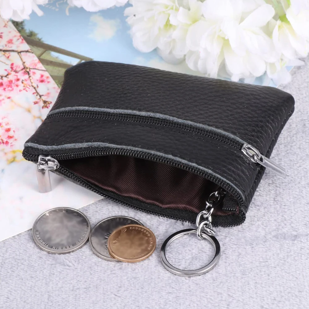 Leather 2 Zipper Coin Purse Wallet With Card Slots, Coin Organizer, Change Holder,Card Case, Leather Zipper Storage Bag for Men