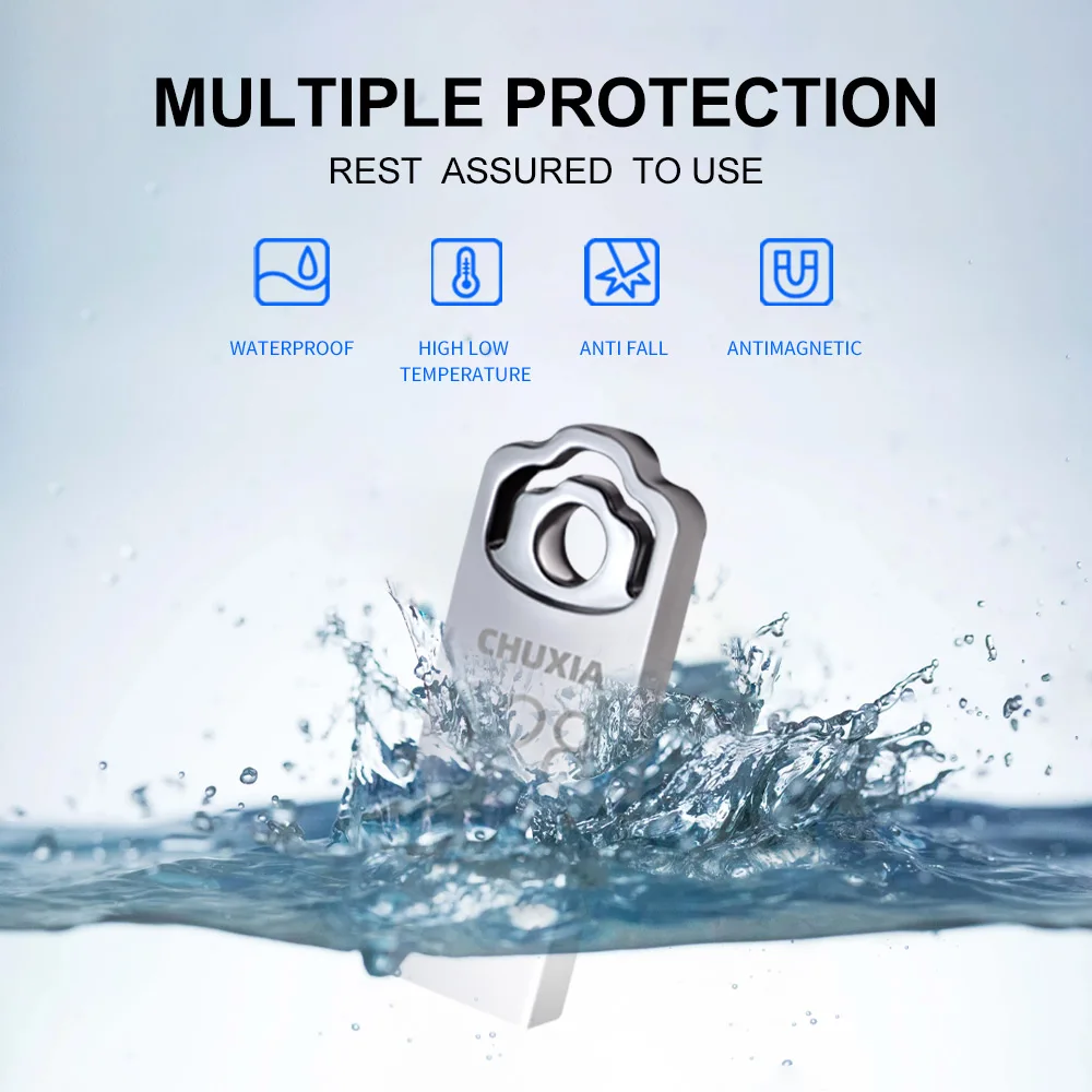 Metal Flash USB Drive 64G/32G/128GB Large Capacity Fast Read Pen Drives USB Memory Stick Waterproof Flash USB Free Key Pendrive