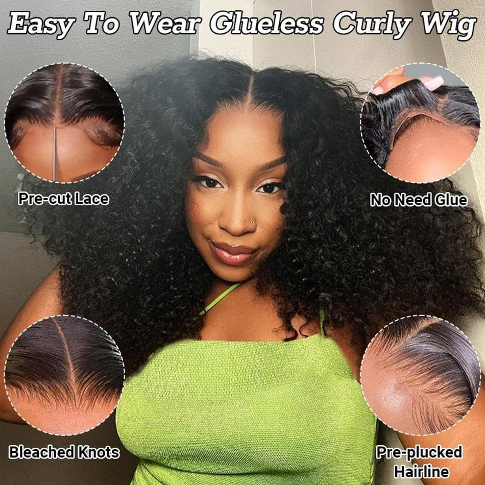 Mongolian Kinky Curly Wig 100% Human Hair Glueless Lace Front Human Hair Wigs Jerry Curly Lace Closure Wig For Women Wear And Go