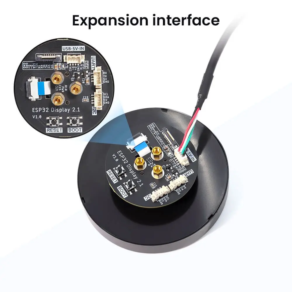 CrowPanel 2,1-inch ESP32 HMI-roterend scherm 480 * 480 IPS rond aanraakknopscherm met UART I2C FPC-interface 2.4G WiFi-ondersteuning