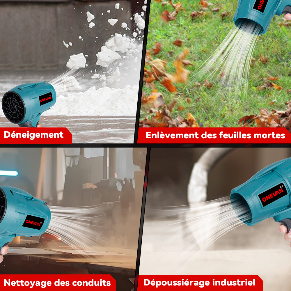 ONEVAN-Souffleurs turbo électriques sans balais, souffleur air puissant,ventilateur à jet, sèche-linge de voiture violent, déterminer la poussière, outil de soufflage pour batterie Makita 18V, 2000W, 200 m/s