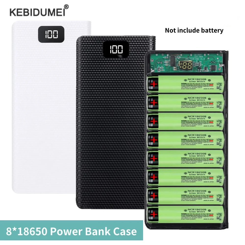 DIY 8*18650 caja de Banco de energía de batería caja de almacenamiento de carga 5V Dual USB tipo C caja de soporte de batería PD QC3.0 carga rápida para teléfono inteligente