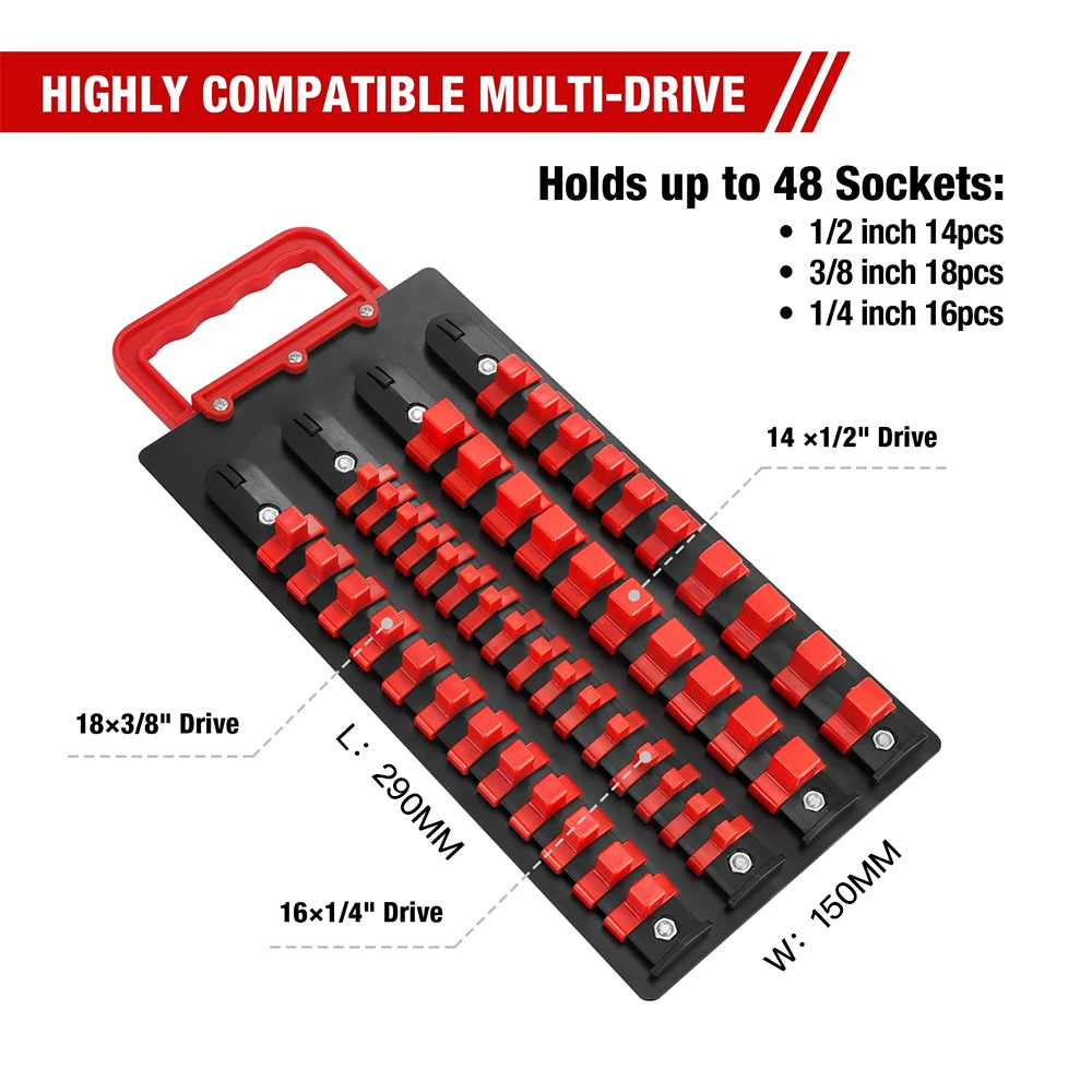 1/4" 3/8" 1/2" Wrench Holders Traight  Universal Socket Organizer Rail Bracket Repair tools Socket Wall Wrench Home Tools