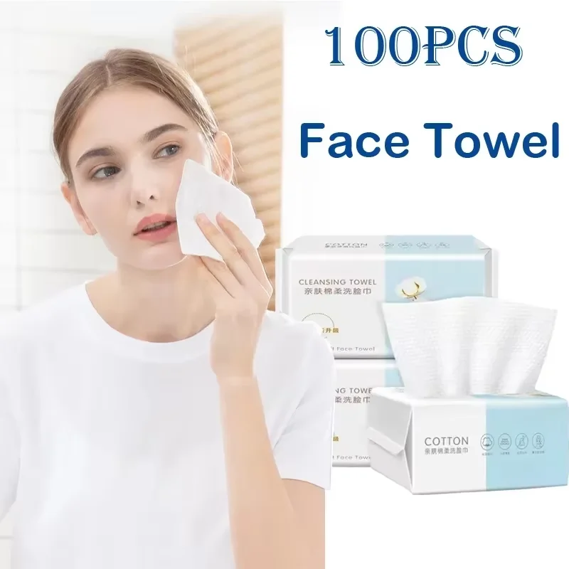 100 peças de toalha de papel do carro descartável toalha de rosto tecido macio grosso seco limpar reutilizável removedor de maquiagem almofada de limpeza facial tiss