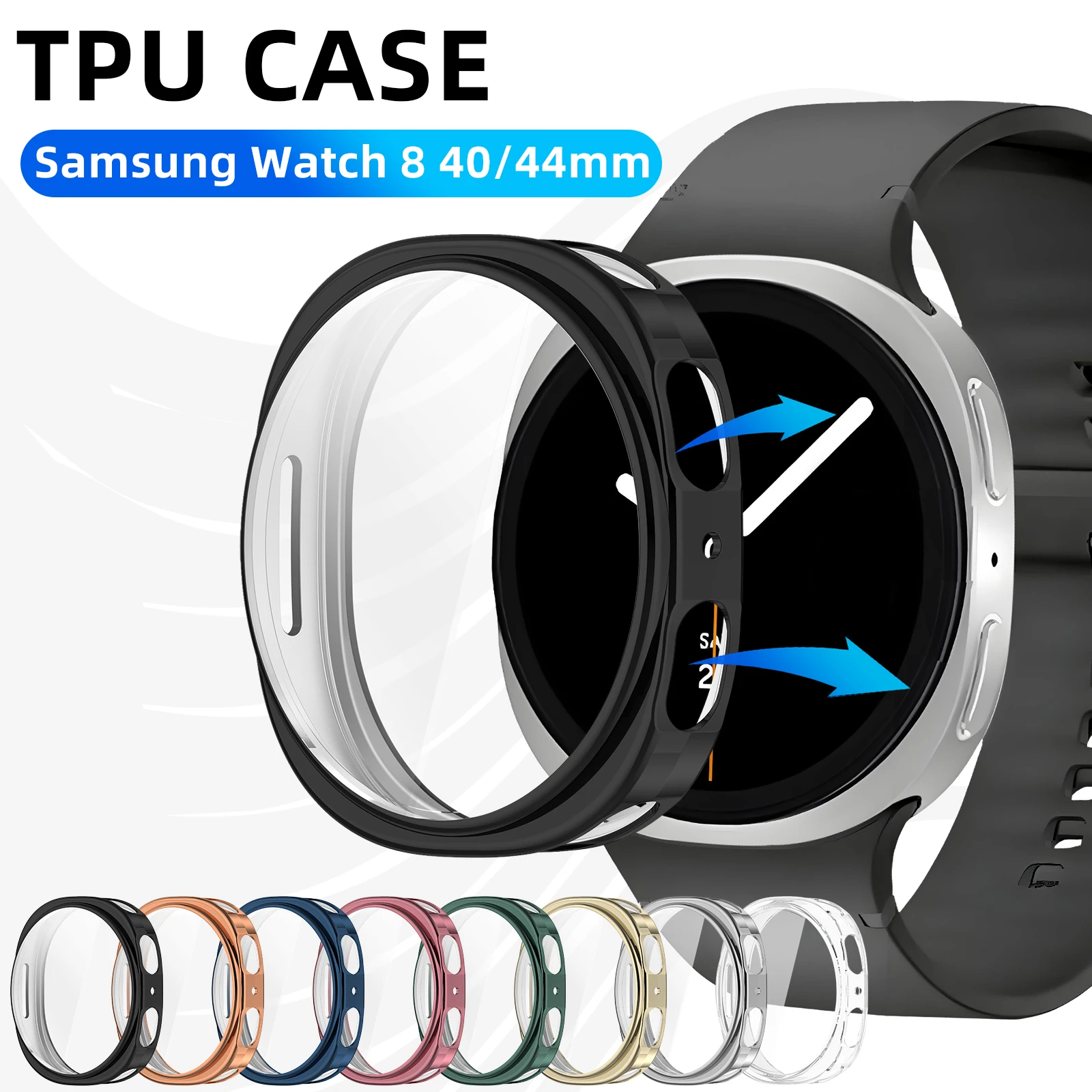Чехол для Samsung Galaxy Watch 8, 40 мм, 44 мм, бампер с полным покрытием, мягкий защитный чехол из ТПУ - аксессуары для Galaxy Watch8