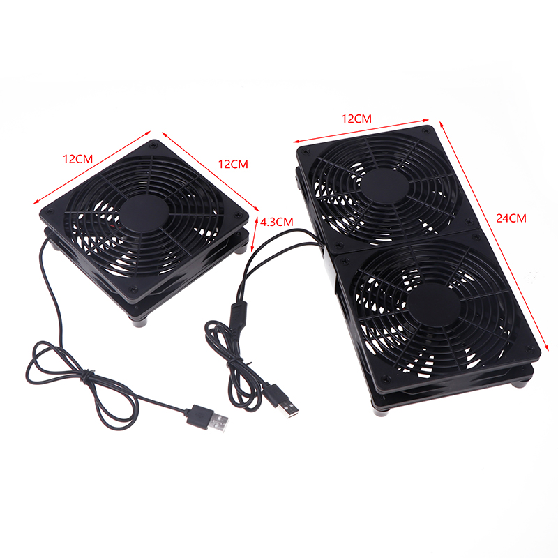 1 Set Hoge Luchtstroom Koelventilator Voor Router Modem Ontvanger 120 Mm DC12V Usb Aangedreven Pc Router Fans Met schakelaar Kabel