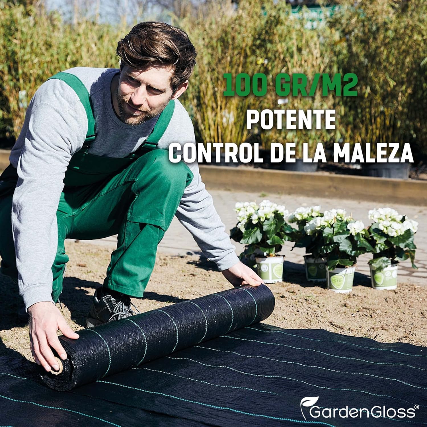 30m2 Malla Antihierbas 100g/m2 - Permeable al Agua y Estable a los Rayos UV - Geotextil Resistente al desgarro para