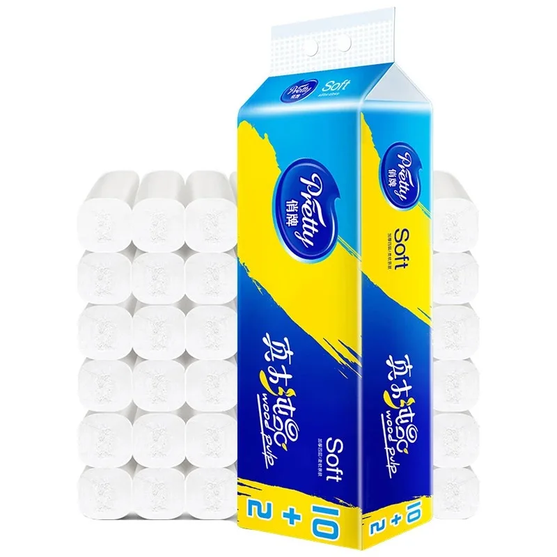 Hot Sale 12 Rolls of Full Box of Roll Paper Five Layers of Thickened Core Roll Toilet Paper Toilet Paper