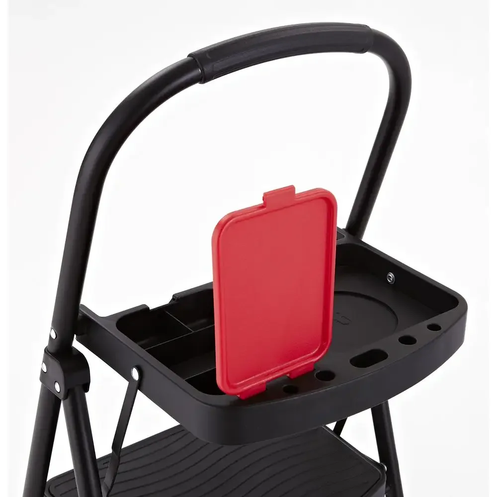 RMS-3T 3 Steel Step Stool with Project Tray Black