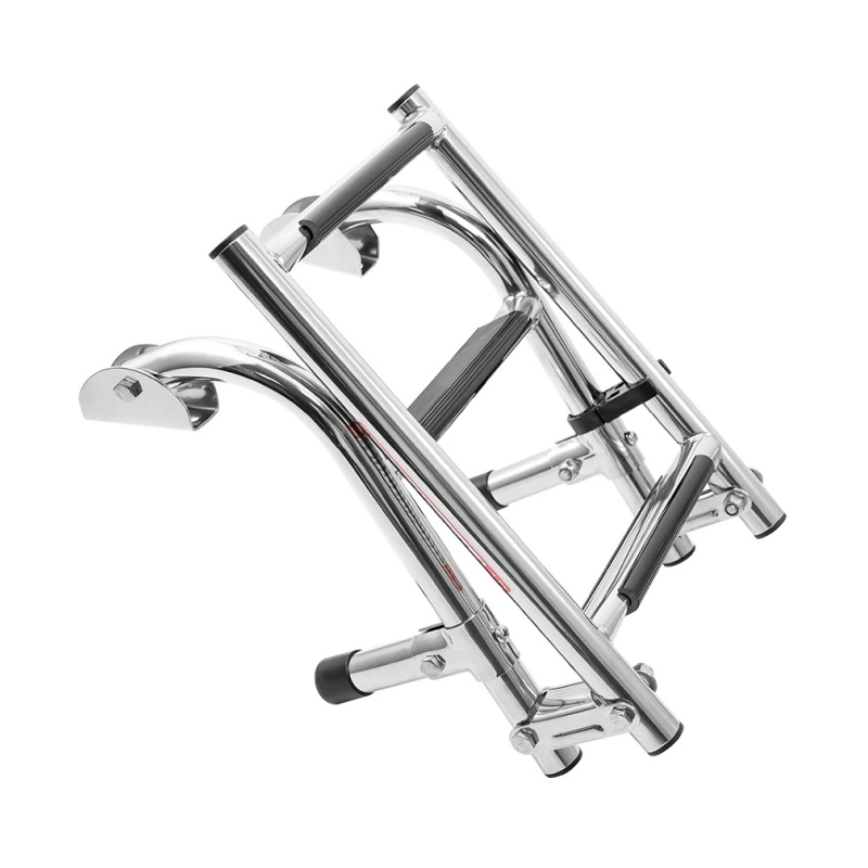 Escada de barco dobrável de 2 + 1 degraus, escada de barco de aço inoxidável 316, escada de deck de natação para iate marinho e piscina