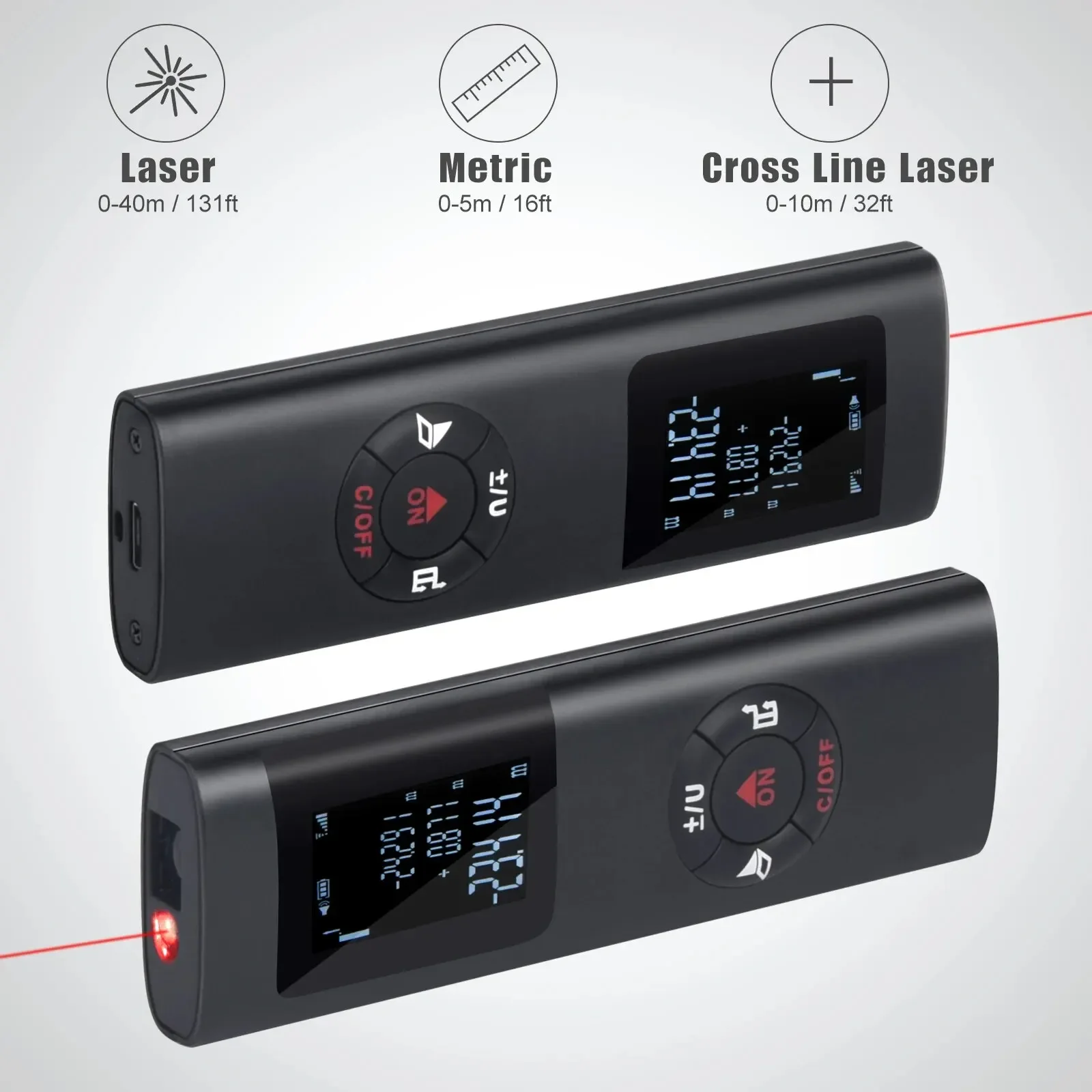 Telêmetro laser digital, ferramenta portátil de alta precisão, recarregável para medição de distância interna/externa e planejamento de piso