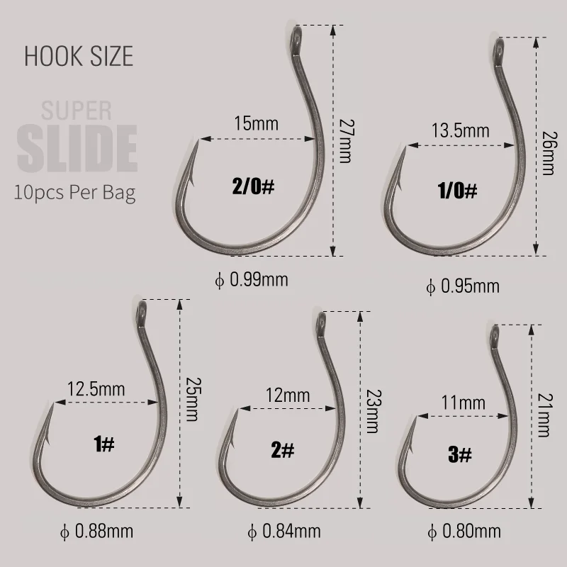 LUREHOLIC PTFE Super Slide Wacky Hook for Drop Shot Stainless Steel Offset Wacky Hooks Crank Worm Fishhook Fishing Accessories